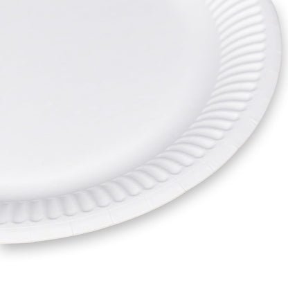Idena 50160 - Piatto Party Bianco, 200 Pezzi,⌀ 23 cm, Certificato FSC, Piatto di Carta 100% compostabile, per Feste, Barbecue e Picnic