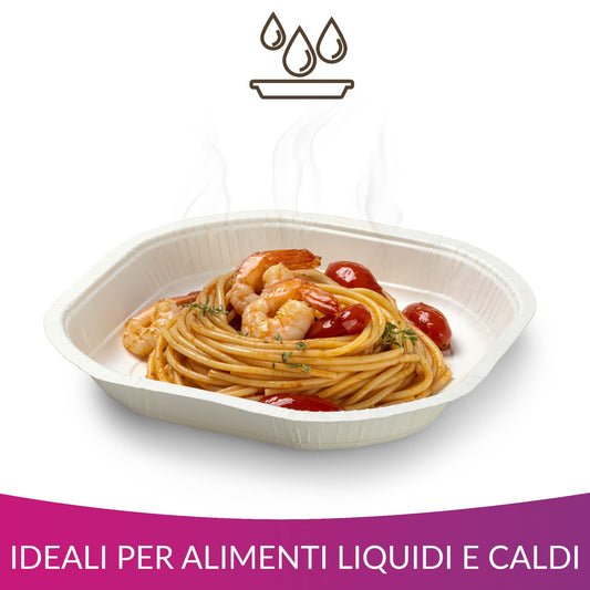 Cuki Piatti Fondi in Cartoncino Biodegradabile e Compostabile, ideali con alimenti liquidi e caldi, 1 Confezione da 75 Pezzi, per Picnic, Feste, Barbecue, Pranzi e Cene, 19.8 x 19.8 cm