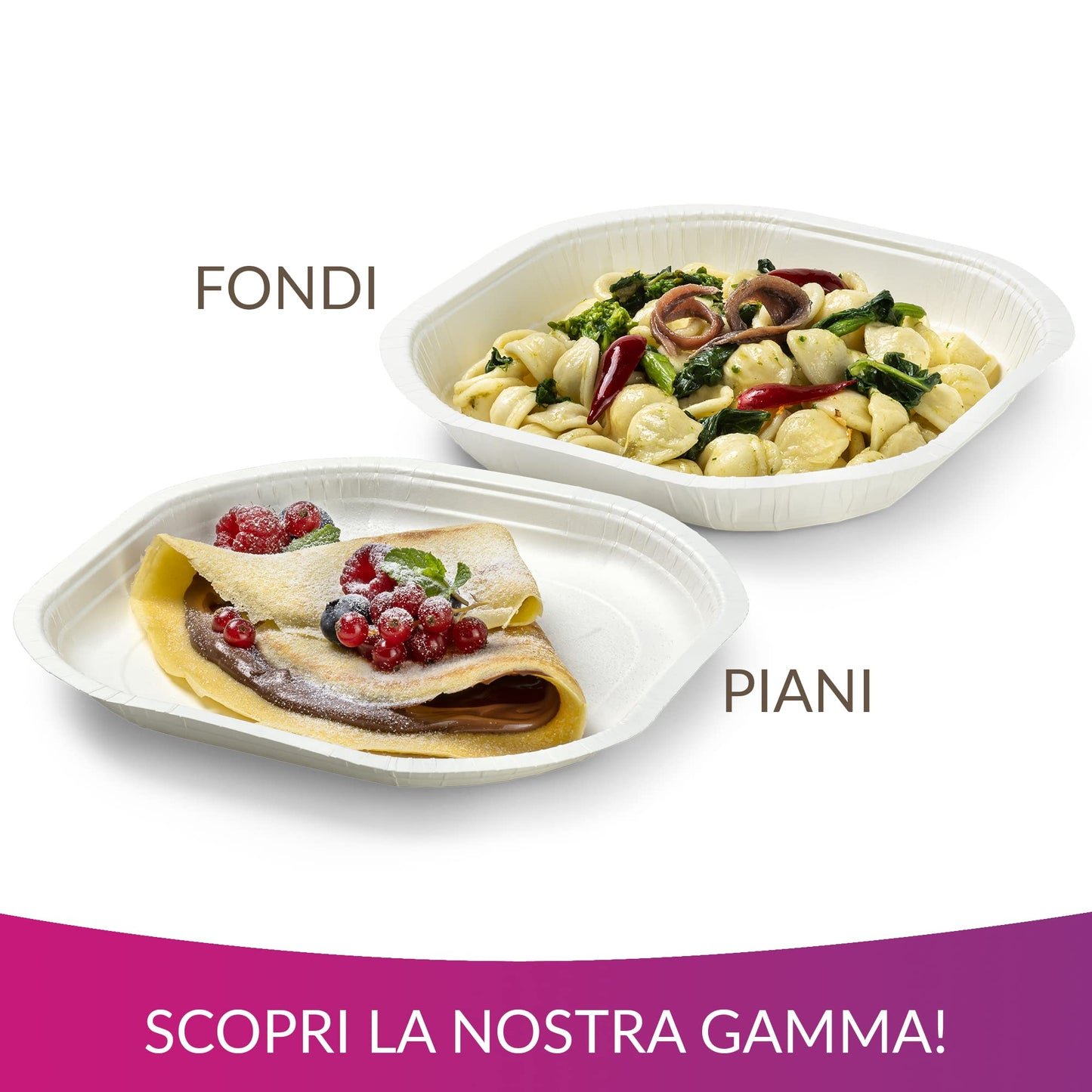 Cuki Piatti Fondi in Cartoncino Biodegradabile e Compostabile, ideali con alimenti liquidi e caldi, 1 Confezione da 75 Pezzi, per Picnic, Feste, Barbecue, Pranzi e Cene, 19.8 x 19.8 cm