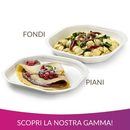 Cuki Piatti Fondi in Cartoncino Biodegradabile e Compostabile, ideali con alimenti liquidi e caldi, 1 Confezione da 75 Pezzi, per Picnic, Feste, Barbecue, Pranzi e Cene, 19.8 x 19.8 cm