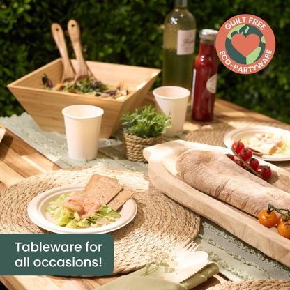 HAAGO 100 Piatti Dessert Compostabili Resistenti in Canna da Zucchero 18cm / 7" – Piattini Dessert di Carta Robusti, Antigrasso & Anti-Perdita – Biodegradabili & Monouso per Cibi Caldi/Freddi, Feste