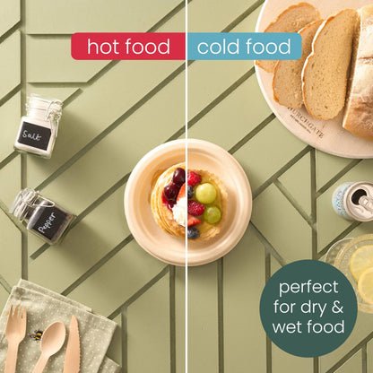 HAAGO 100 Piatti Dessert Compostabili Resistenti in Canna da Zucchero 18cm / 7" – Piattini Dessert di Carta Robusti, Antigrasso & Anti-Perdita – Biodegradabili & Monouso per Cibi Caldi/Freddi, Feste